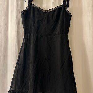 Black Dress with Ruffle Trim and Tie Straps